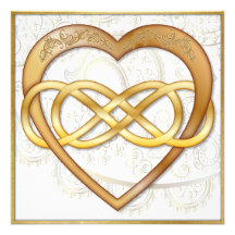 Double Infinity Gold Heart 2 - Be Mine! Valentine Personalized Announcements