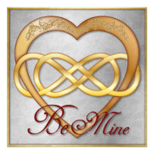 Double Infinity Gold Heart 5 - Be Mine! Valentine Custom Announcements