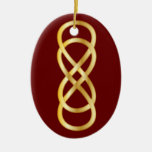 Double Infinity in Gold on Red Christmas Tree Ornament