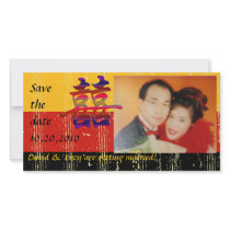 Double Luck Wedding Announcement Photo Card