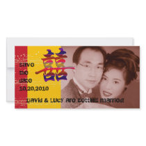 Double Luck Wedding Announcement Photo Card