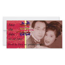 Double Luck Wedding Announcement Photo Card