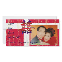 Double Luck Wedding Announcement Photo Card