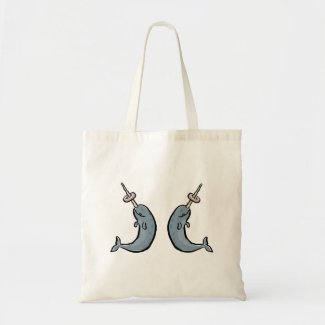 double narwhale and donut canvas bags