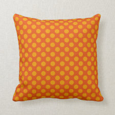 Double Orange Polka Dots Throw Pillow