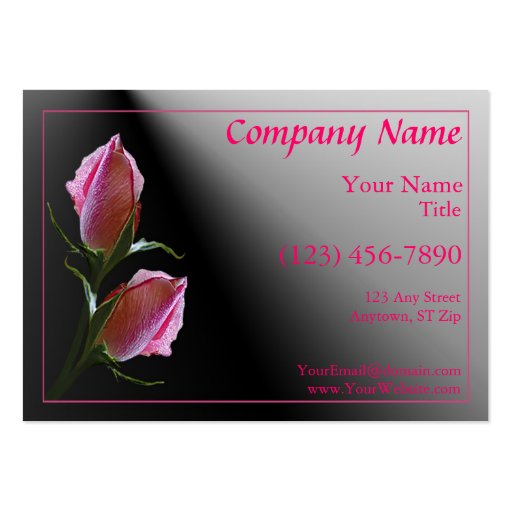 Double Pink Rose Black Profile Card Business Card Template