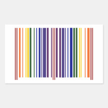Double Rainbow Barcode Rectangular Stickers