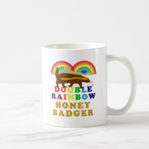 double rainbow honey badger mug