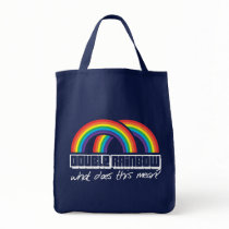 Double rainbow, what does this mean? (dark) tote bag