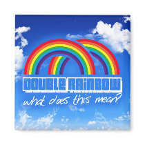 Double rainbow, what does this mean? refrigerator magnets