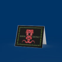 Double Red Dragon Greetings Card