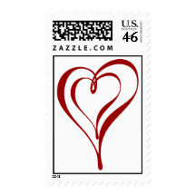 Double Red Hearts Postage Stamps