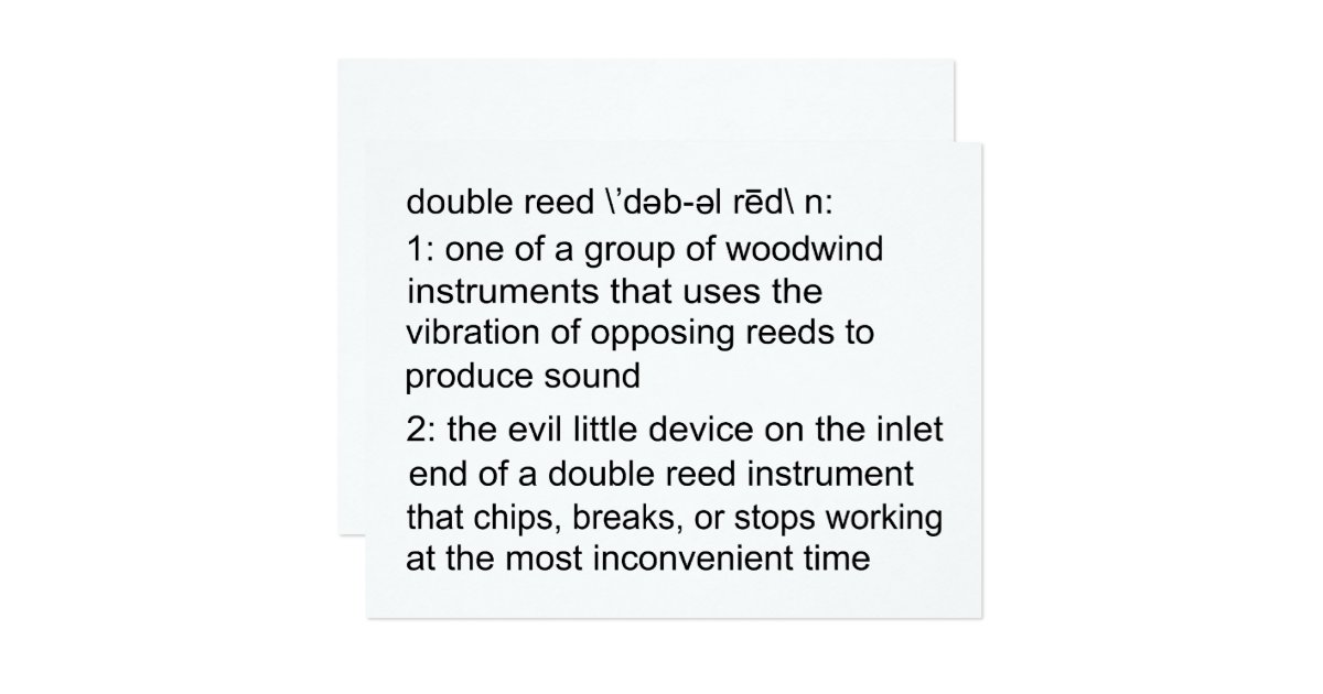 Double Reed Definition Card Zazzle