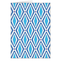 Double Retro Diamond Pattern (Blue) Greeting Card