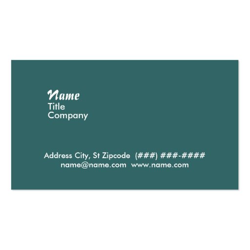 double sided business card - white on teal