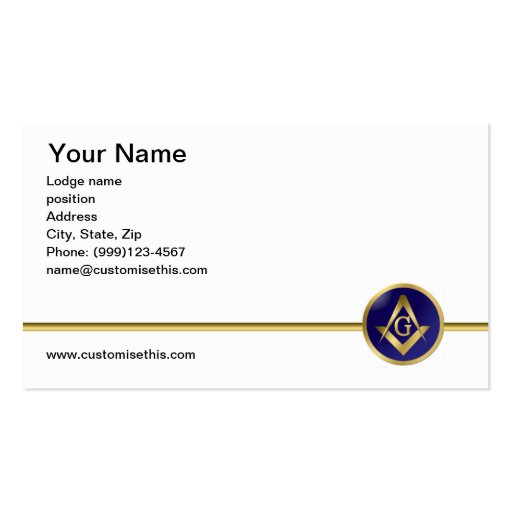 Double sided Masonic business card