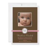 Double Sided Monogram Ribbon Birth Announcement invitations