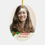 Double-Sided Oval Christmas Photo Ornament