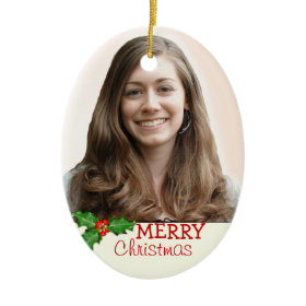 Double-Sided Oval Christmas Photo Ornament