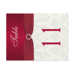 Double-sided Red and Ivory Damask Table Number postcards