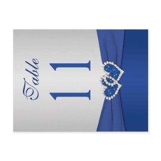 Double-sided Royal Blue and Silver Table Number postcard