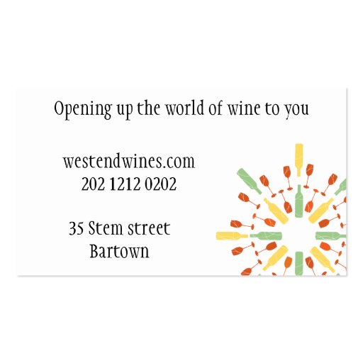 Double sided wine themed business card (back side)