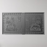 double sphinx bas relief print