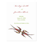 Double Swallows Spring Flowers Save-The-Date Card/ Post Cards