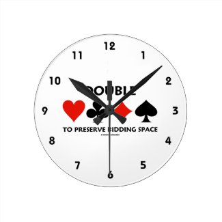 Double To Preserve Bidding Space (Card Suits) Wall Clock