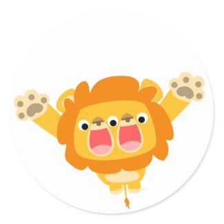 Double Trouble cute cartoon lion sticker sticker