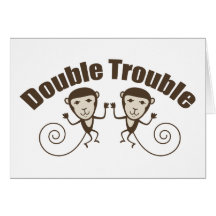 Double Trouble Monkey Greeting Cards