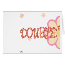 Double Trouble Orange Pink Flowers Part 1 Greeting Card