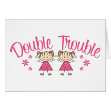 Double Trouble Pink Girl Card