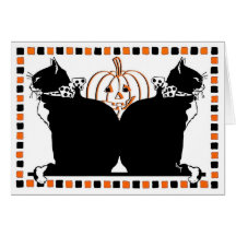 "DOUBLE TROUBLE" TUXEDO CAT DESIGN GREETING CARD