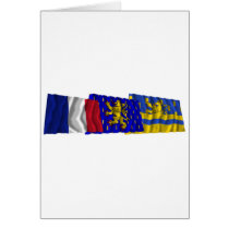 Doubs, Franche-Comté & France flags Card