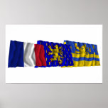 Doubs, Franche-Comté & France flags posters