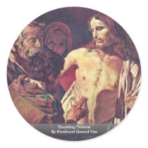 Doubting Thomas By Honthorst Gerard Van Round Sticker