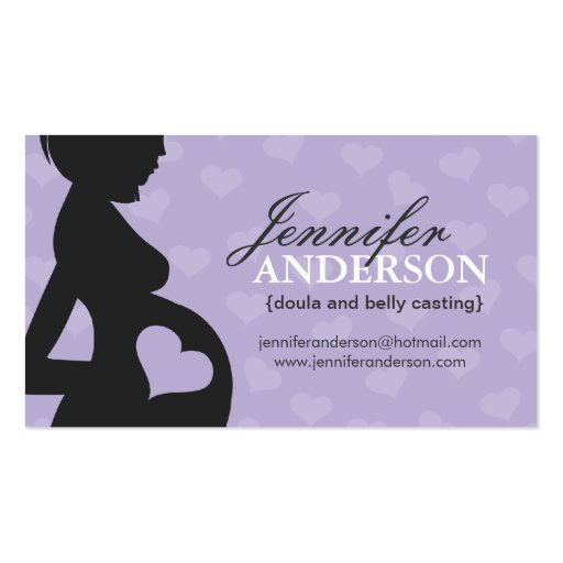 Doula, Midwife and Belly Casting Business Cards (front side)