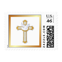 Dove and Cross Postage Stamps