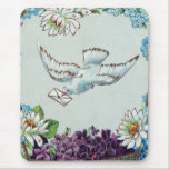 Dove And Gold Basket of Flowers Mousepads