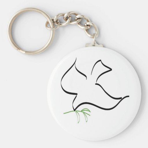 Dove and Olive Branch Image Key Chain