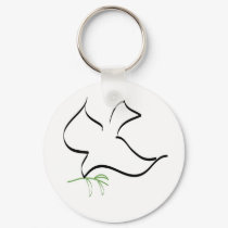 Dove and Olive Branch Image keychains
