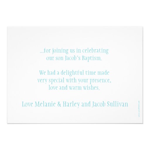 Dove aqua blue boys baptism photo thank you card