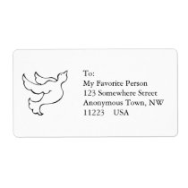 Dove bird in flight - fun simple line drawing art labels