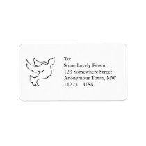 Dove bird in flight - fun simple line drawing art labels