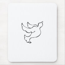 Dove bird in flight - fun simple line drawing art mousepads