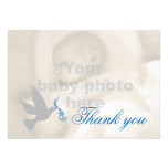 Dove blue boys baptism photo thank you card invitations