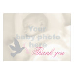 Dove dusky pink girls baptism photo thank you card invitations