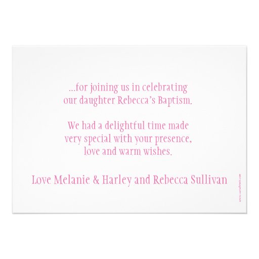 Dove dusky pink girls baptism photo thank you card