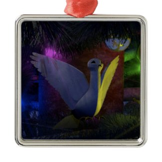 Dove in Tree Metal Square Ornament